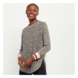 Roots Gray Crew Neck Sweater with Red and White Accents